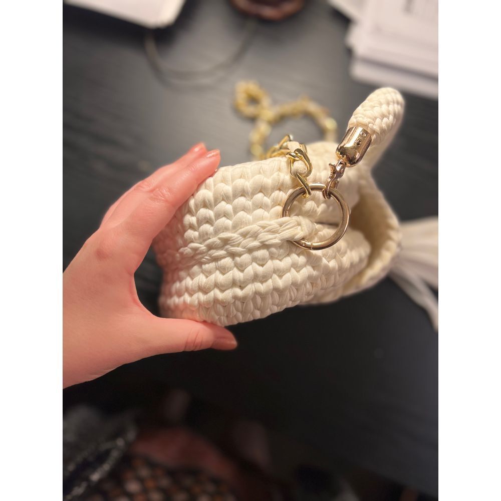 Handmade crochet white mini bag‎ hand knitted shoulder purse - Picture 4 of 7